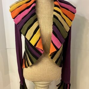 Vintage Felicity Artsy stripe knit cardigan dolman sleeve